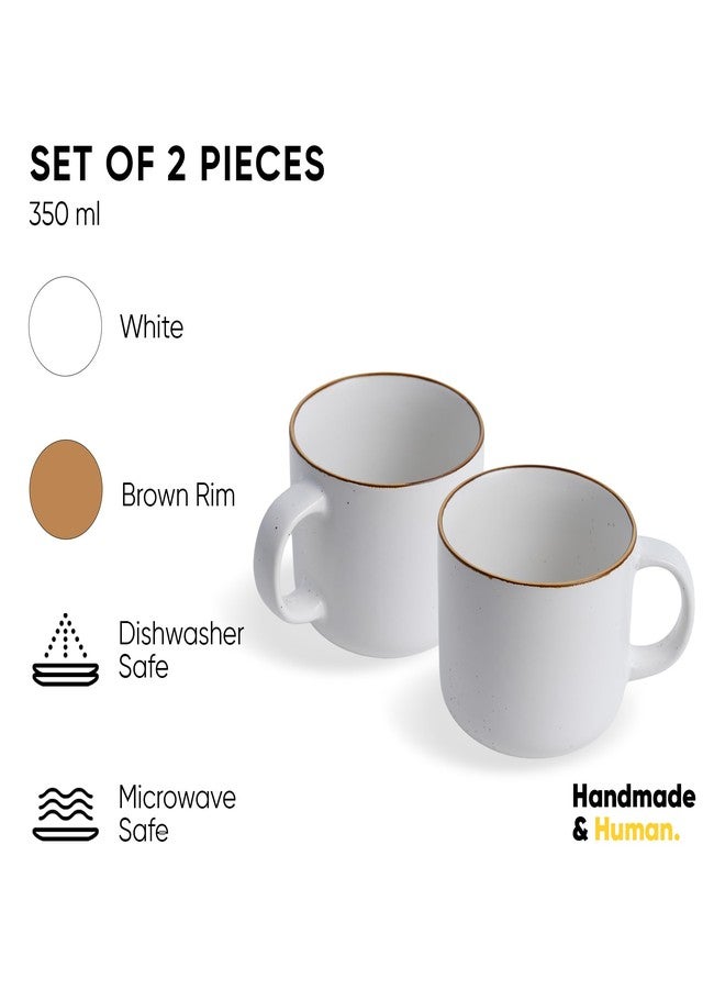 Shay أكواب قهوة شاي سيراميك، طقم من قطعتين، أبيض ياباني، 350 مل | كوب قهوة | لمسة نهائية غير لامعة | كوب قهوة بورسلين فاخر (كوب ياباني - أبيض - طقم من قطعتين) - Image 2